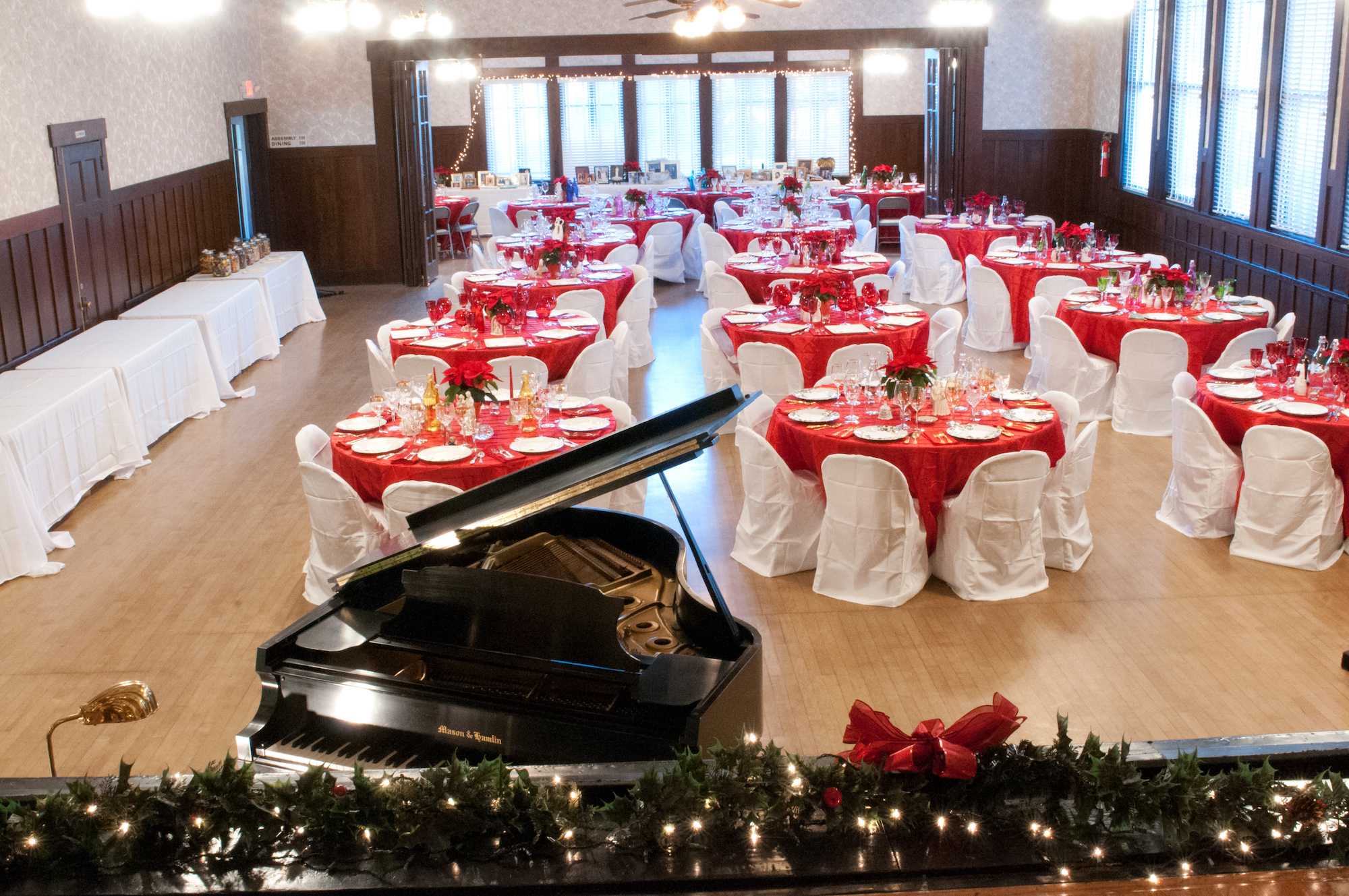 Clubhouse decorated for Christmas